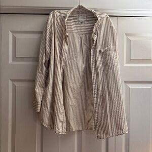 Hollister tan striped button down